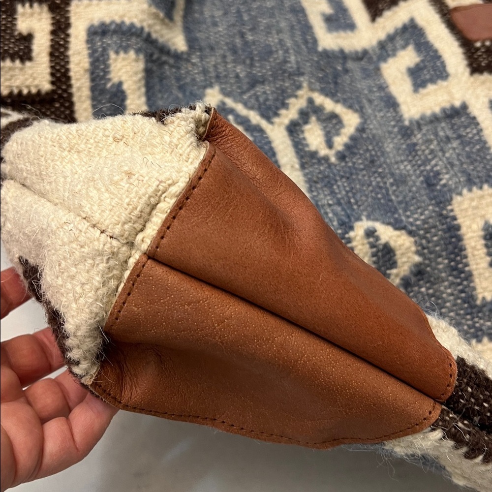 ANTHROPOLOGIE MO&CO. LEATHER & WOOL LARGE TOTE BAG - Picture 9 of 16